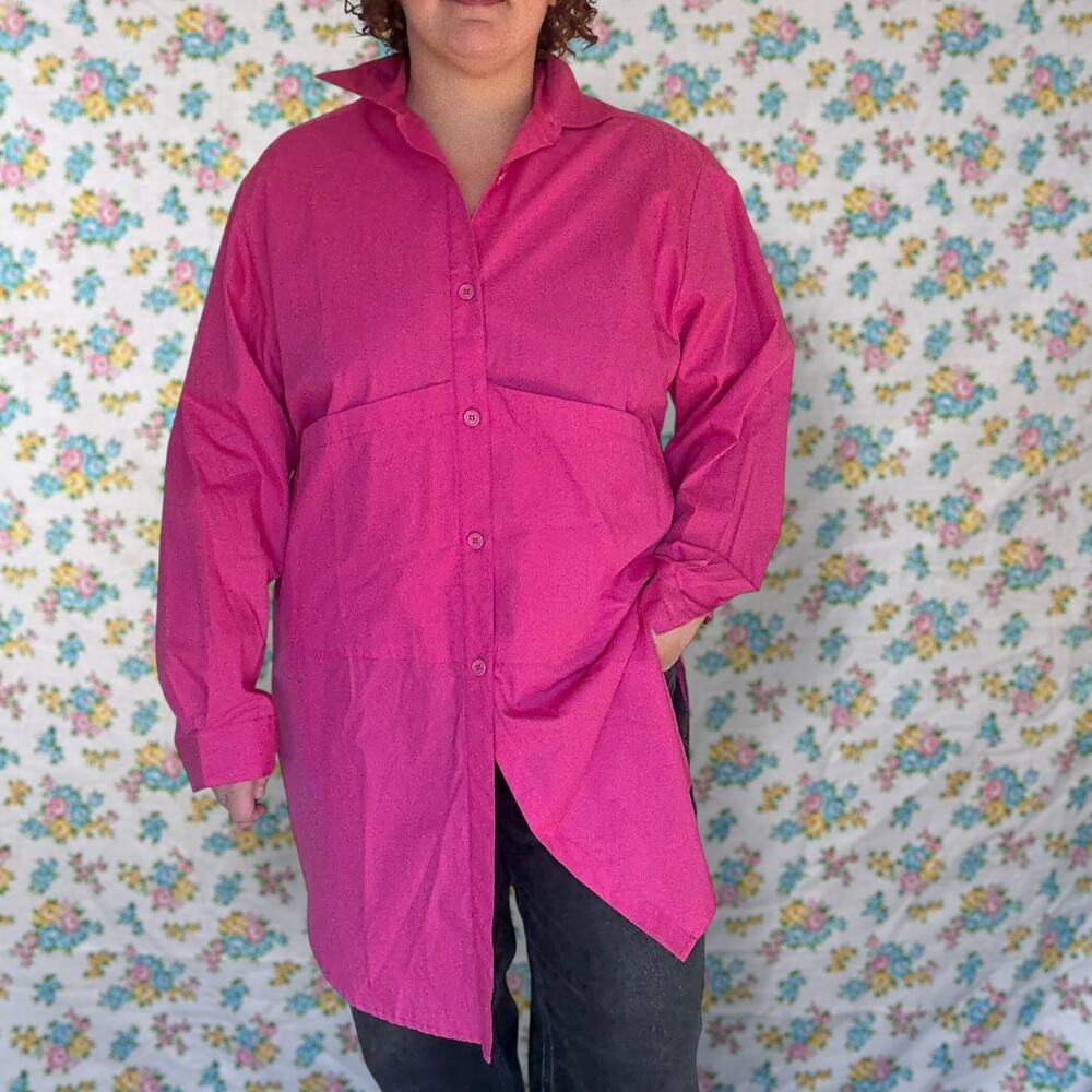Vintage NOS with tags Dotti long sleeve pink button up blouse size Large